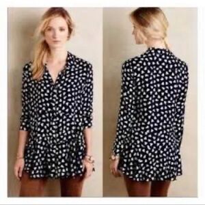 ANTHROPOLOGIE 11.1 TYLHO Long Sleeve Button Up Heart Tunic